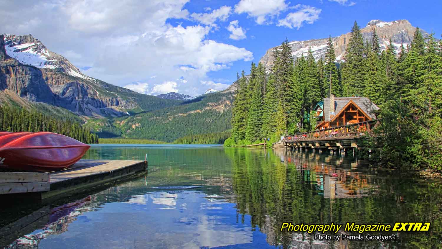 Emerald Lake, British Columbia, Canada beautiful colors on he lake with a dock