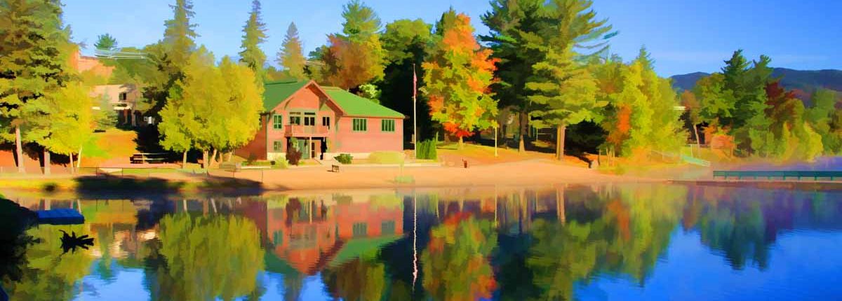 Lake Placid New York -Reflection lake painting effect from photo.