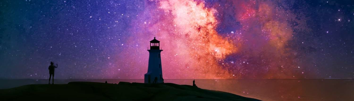 Peggys cove lighthouse under the Milky Way