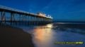 night photography Long exposure image with milky waters of the Belmar, NJ fishing pier.