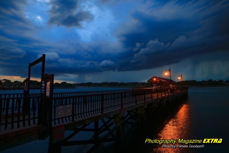 Dark storm clouds over the Keyport, NJ fishing pier.