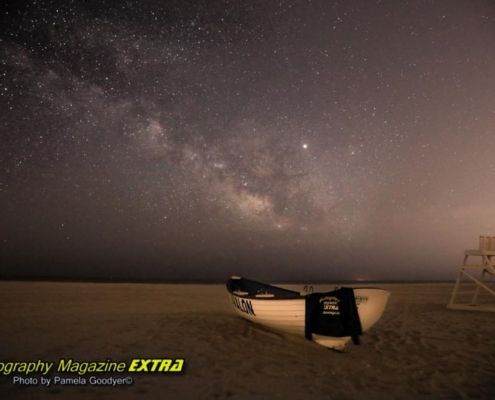 Avalon Milky Way with a boat and a lifeguard chair