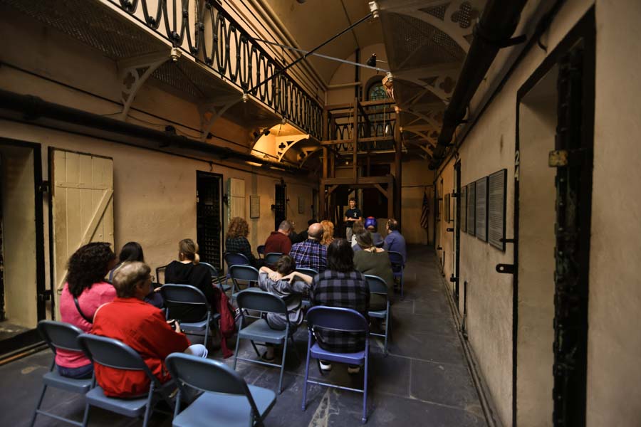 Old Jail Museum with a crowd.