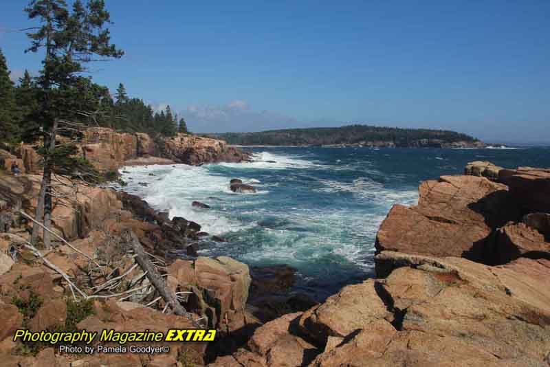 Thunder hole. Acadia National Park overview with Blue Green waters.